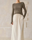 Off-The-Shoulder Slim-Fit Long-Sleeved T-Shirt