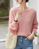 Boat-Neck Drop-Shoulder Knit Pullover