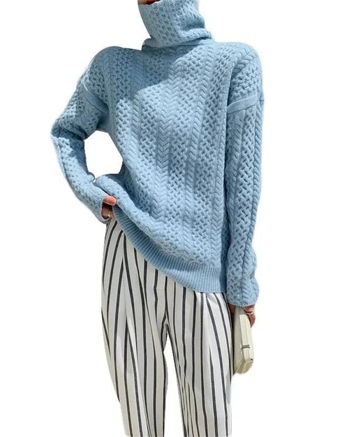 Cable Knit Turtleneck Cashmere Sweater