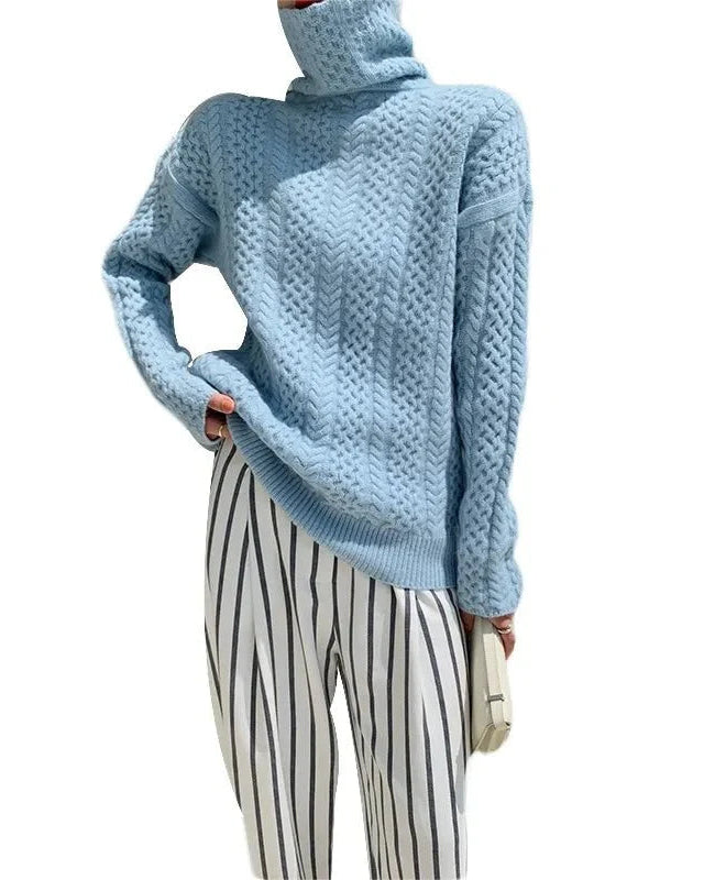 Cable Knit Turtleneck Cashmere Sweater