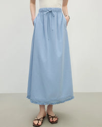 Loose-Fit Solid-Color A-Line Knit Skirt
