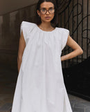 Sleeveless Pleated Cotton Maxi Dress