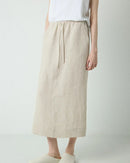 Loose-Fit Linen A-Line Skirt With Tie Waist