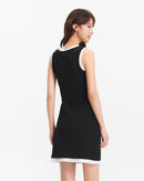 Ribbed Embroidery Faux-Layer Slim Dress
