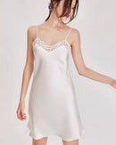 Mulberry Silk Lace-Trim Sleeveless Nightgown
