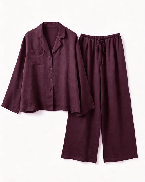 Oversized-Shirt Elastic-Waist Trouser Set
