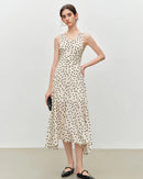 Polka Dot Chiffon Bias-Cut Dress