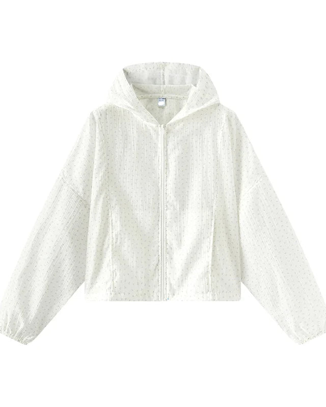 Floral Texture Oversized Hooded Sun Jacket