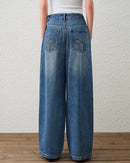 High-Waisted Straight-Leg Curved Jeans