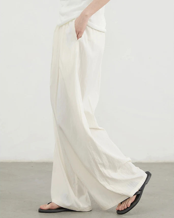 High-Waist Pleated Wide-Leg Trousers