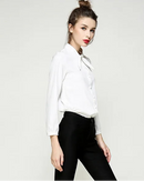 Solid Color Collar Tie Single-Breasted Shirt