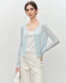 Lace-Trimmed Knit Cardigan