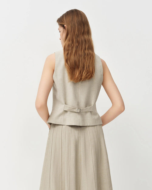 Loose-Fit V-Neck Woven Sleeveless Vest