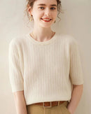 100% Cashmere Short Sleeve Pullover Sweatshirt