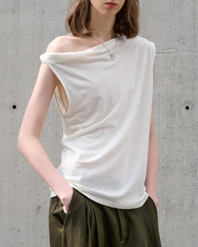 Irregular One-Shoulder Sleeveless T-Shirt
