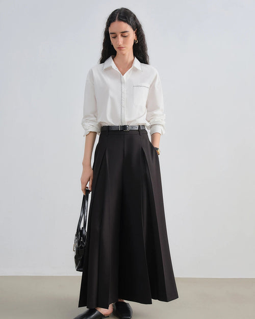 High-Waisted Pleated Wide-Leg Pants