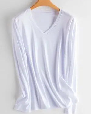 Soft Knit V-Neck Long Sleeve Top