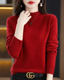 Basic Style Round Neck Wool Jumper
