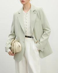 Loose Single-Breasted Notch Lapel Blazer