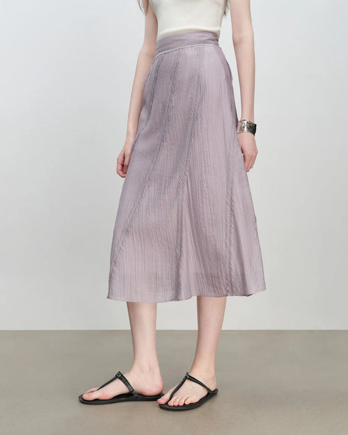Natural Waist Bias-Cut Midi Skirt