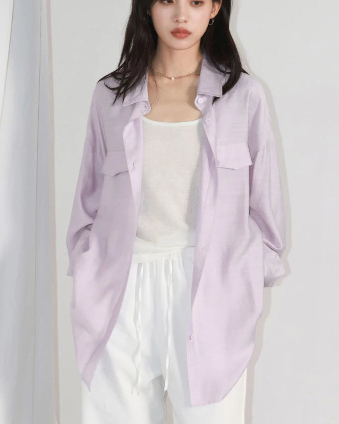 Single-Breasted Loose Long-Sleeved Shirt