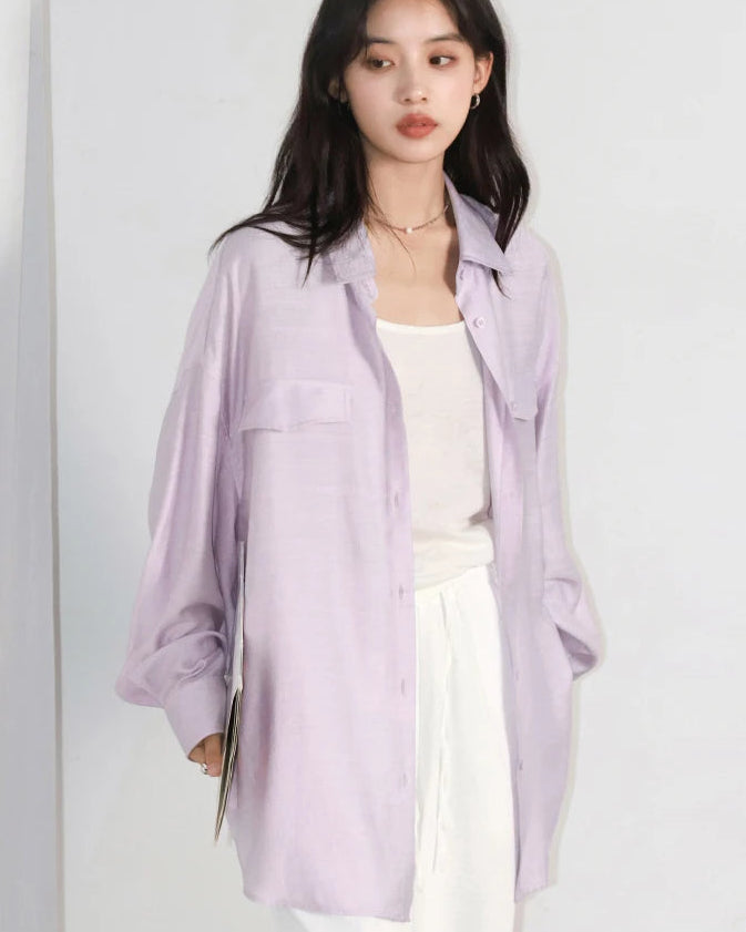 Single-Breasted Loose Long-Sleeved Shirt