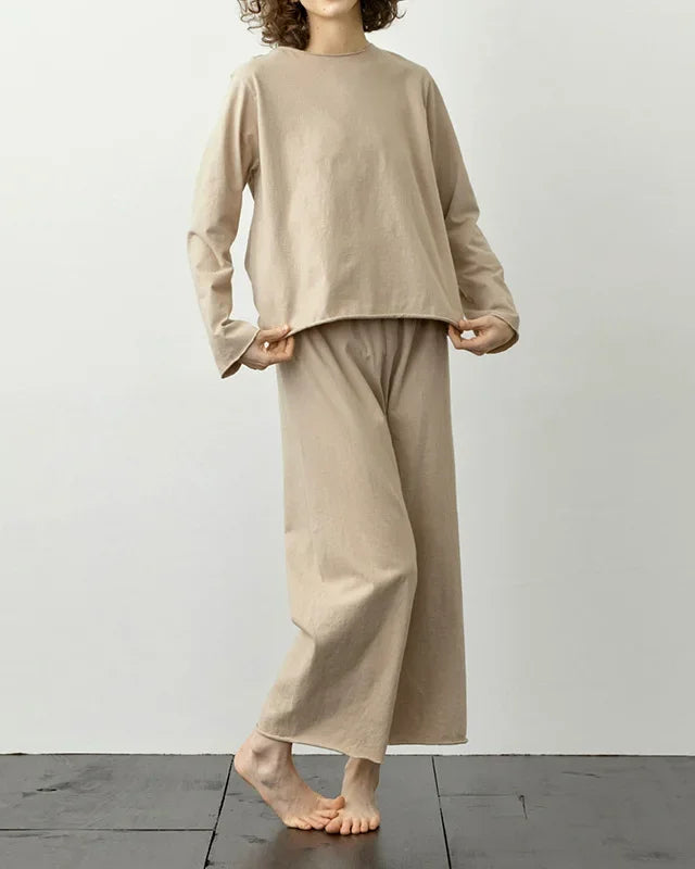 Cotton Long-Sleeve Pajama Two-Piece Set
