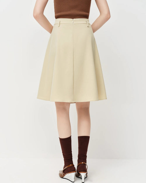 Slim-Fit A-Line Zipper Knee-Length Skirt