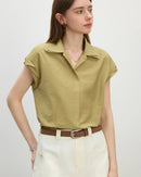 Collared Knit Short-Sleeved Shirt