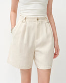 Versatile Linen Blend Classic Casual Shorts