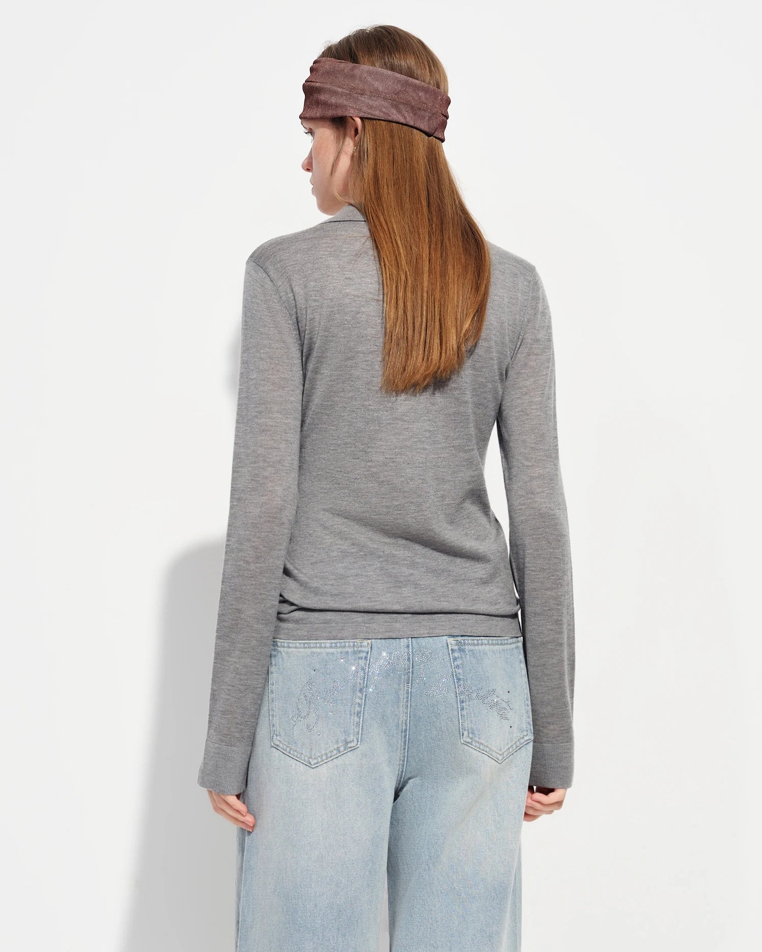 Polo Collar Knit Pullover Top