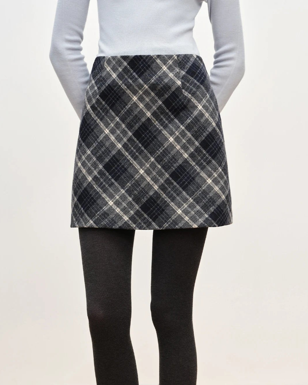 Retro Plaid High-Waist Knit Mini Skirt