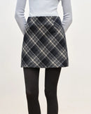 Retro Plaid High-Waist Knit Mini Skirt