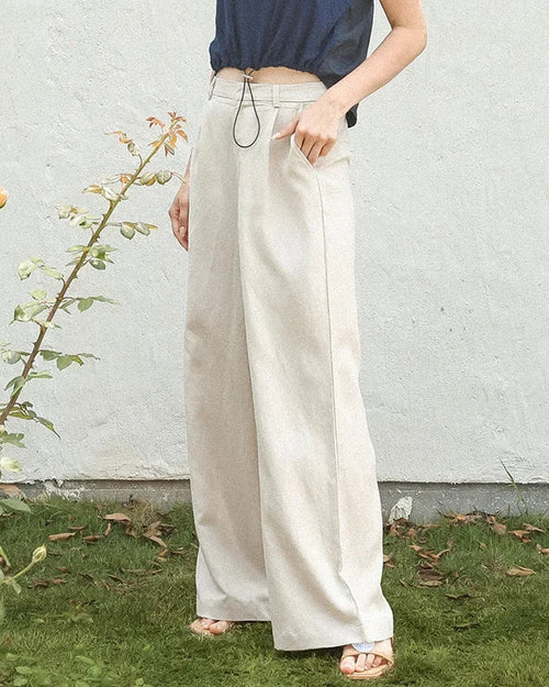 High-Waisted Wide-Leg Straight Pants