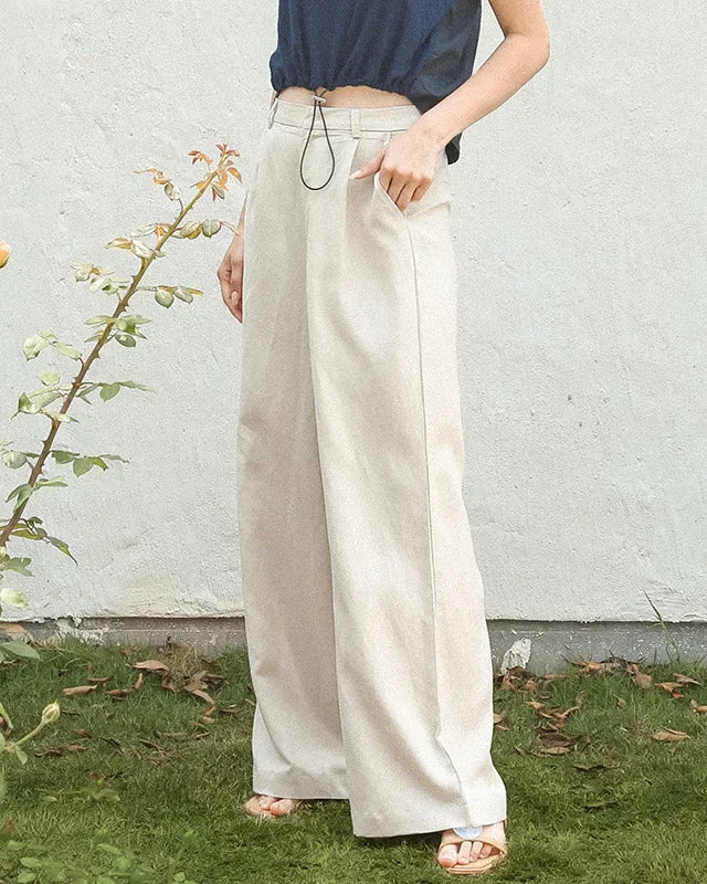 High-Waisted Wide-Leg Straight Pants