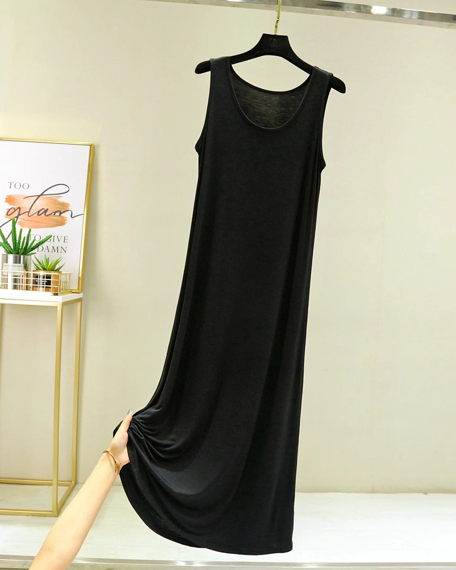 Modal Sleeveless Mid-Calf Sleep Dress
