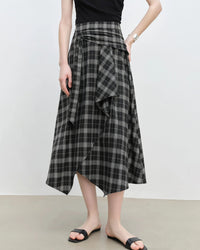 Asymmetrical Hem High-Waisted A-Line Skirt