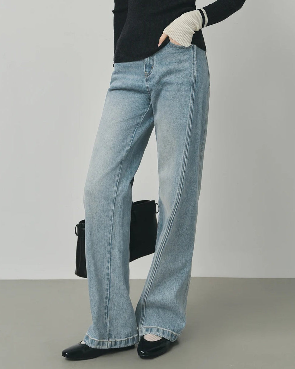 Retro Raw-Denim High-Waisted Jeans