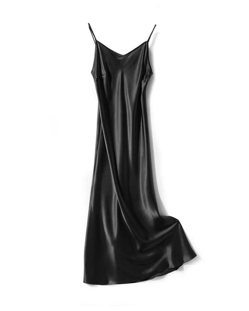 Mulberry Silk Spaghetti Strap V-Neck Maxi Dress