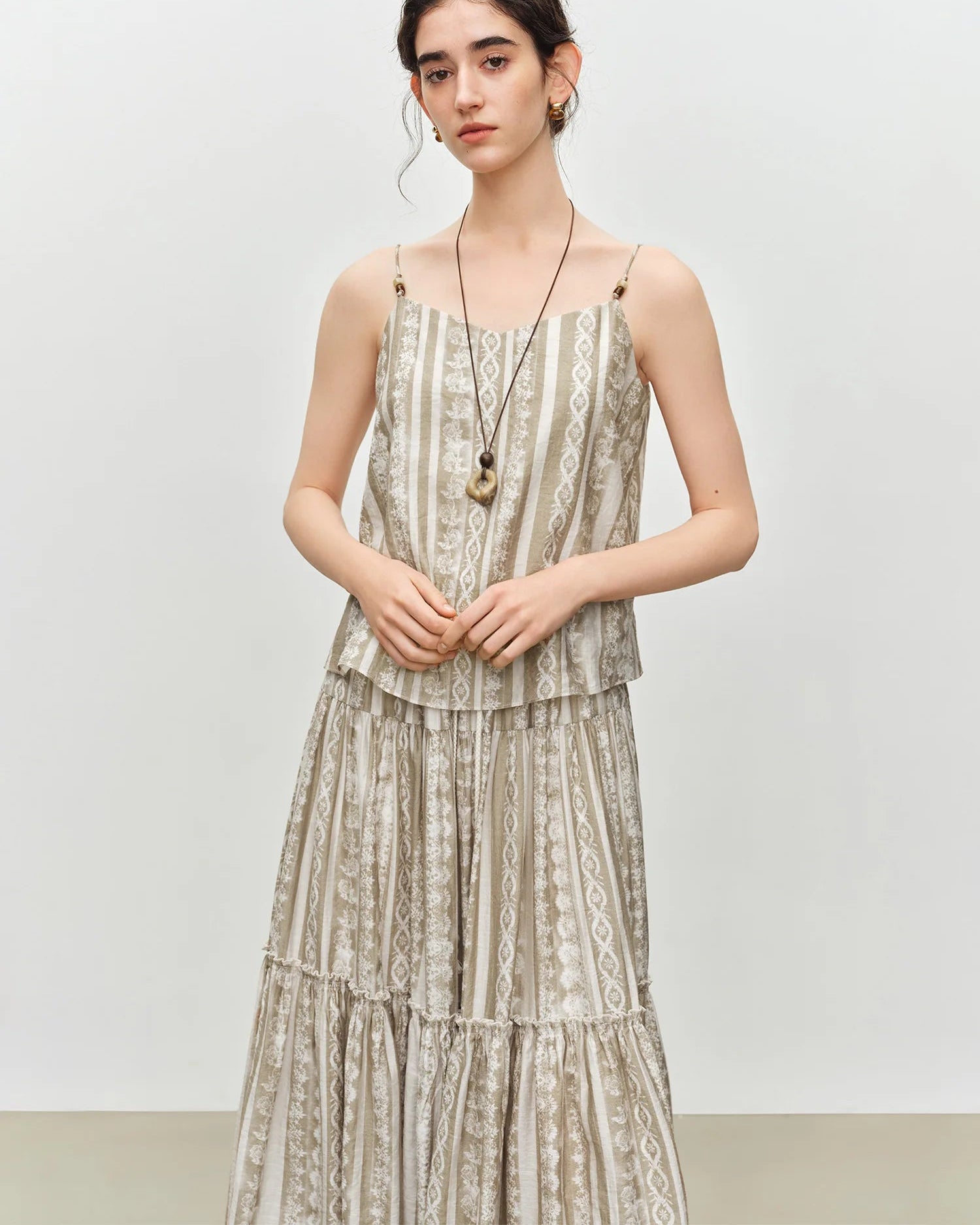 V-Neck Vest And Skirt Set