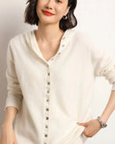 Cashmere Knitted Hooded Cardigan