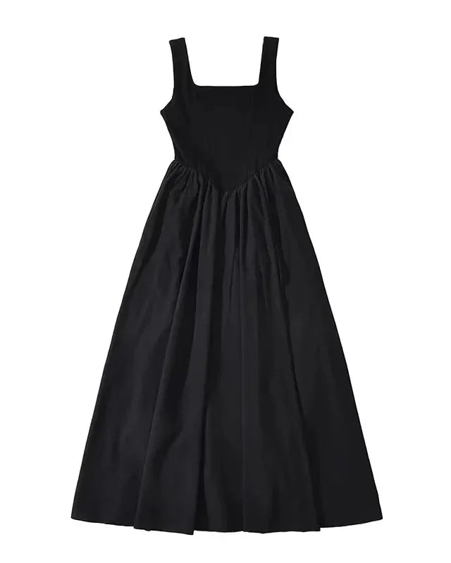 Sleeveless A-Line Pleated Knit Dress