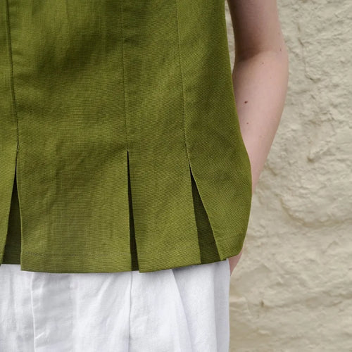 Ruched Linen Sleeveless Vest Top