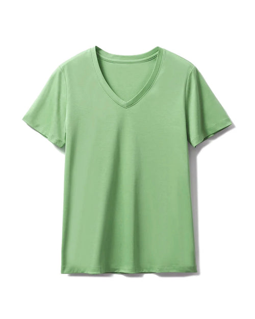 Silk-Cotton-Modal V-Neck Short Sleeve Tee