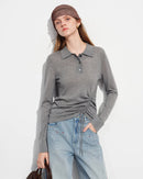 Polo Collar Knit Pullover Top