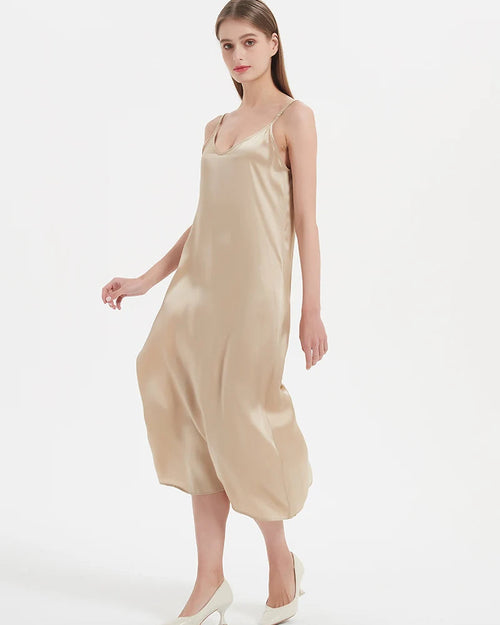 Mulberry Silk Spaghetti Strap V-Neck Maxi Dress