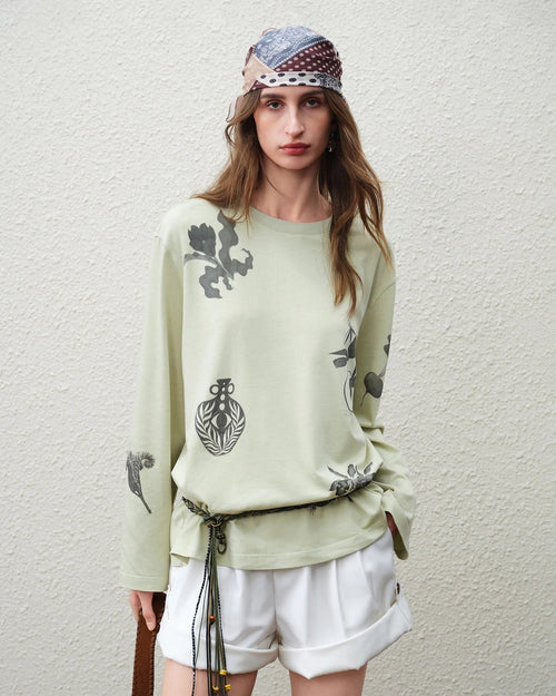 Linen Blend Loose Long-Sleeved T-Shirt