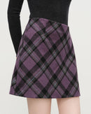 Retro Plaid High-Waist Knit Mini Skirt