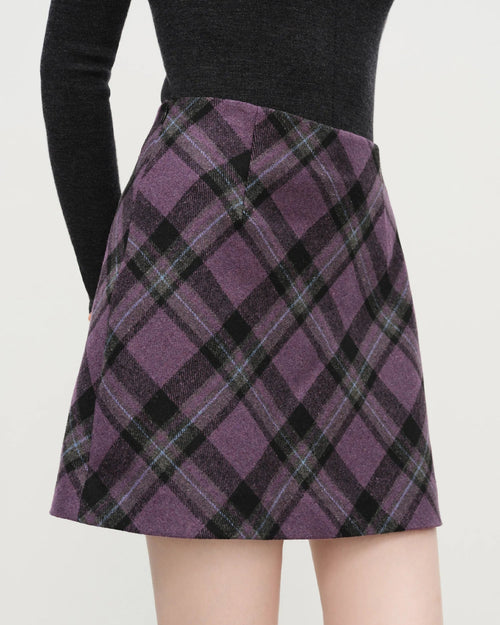 Retro Plaid High-Waist Knit Mini Skirt