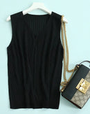 Silk-Lyocell V-Neck Knit Sleeveless Tank Top